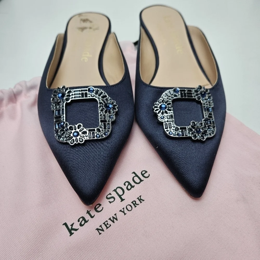 Kate spade flats blue buckle up